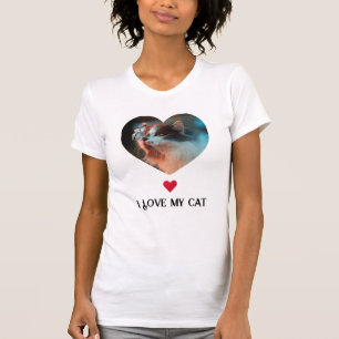 Ik hou van mijn kat & rode hart art clip en aangep t-shirt