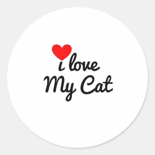 Ik hou van mijn kat ronde sticker (Voorkant)