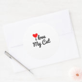 Ik hou van mijn kat ronde sticker (Envelop)
