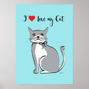 Ik hou van mijn kat, Schattig, Cute,  Poster