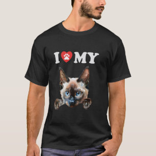 Ik hou van mijn kat Siamese kitten grappige kat li T-shirt