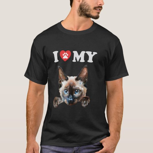 Ik hou van mijn kat Siamese kitten grappige kat li T-shirt (Voorkant)