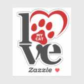 Ik hou van mijn kat sticker (Vel)