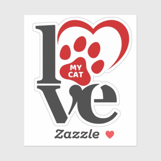 Ik hou van mijn kat sticker (Vel)