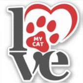 Ik hou van mijn kat sticker (Voorkant)