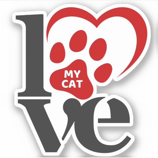 Ik hou van mijn kat sticker (Voorkant)