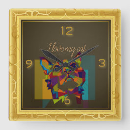 Ik hou van mijn kat vierkante klok