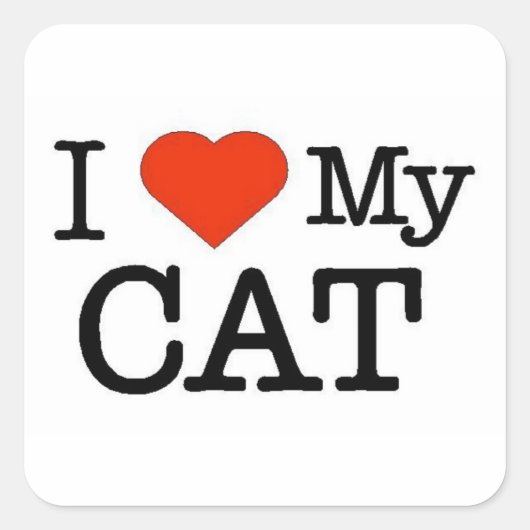 Ik hou van mijn kat vierkante sticker (Voorkant)
