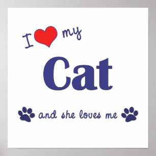 Ik hou van mijn kat (Vrouw kat) Poster