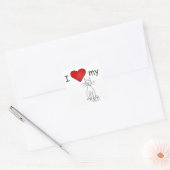Ik hou van mijn kat-wit vierkante sticker (Envelop)