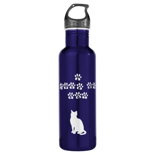 Ik hou van mijn kat—witte tekst waterfles  (Voorkant)
