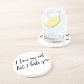 Ik hou van mijn kat - zwart zandsteen onderzetter (Zijkant)