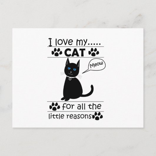 Ik hou van mijn kat Zwarte Kat Briefkaart (Voorkant)