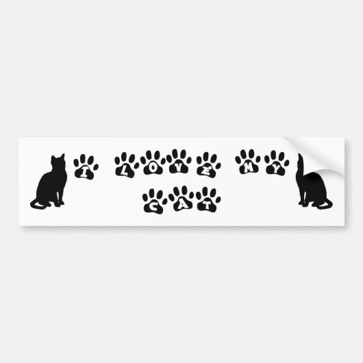 Ik hou van mijn kat—zwarte tekst bumpersticker (Voorkant)