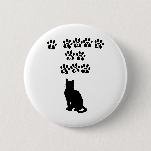 Ik hou van mijn kat—zwarte tekst ronde button 5,7 cm (Voorkant)