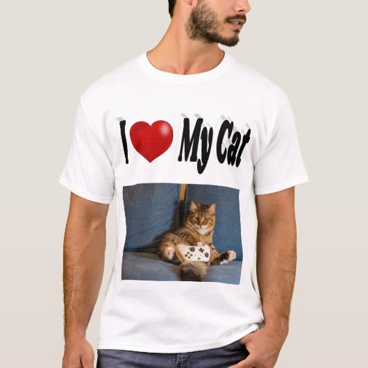 Ik hou van mijn katfoto t-shirt (Voorkant)