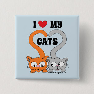 Ik hou van mijn katten cute cartoon katten kattenl vierkante button 5,1 cm