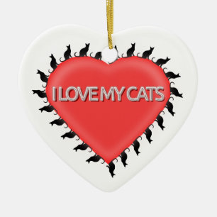 Ik hou van mijn katten keramisch ornament