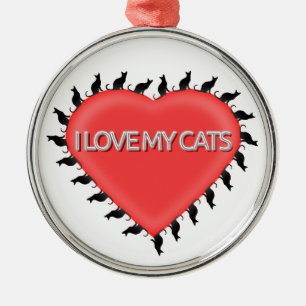 Ik hou van mijn katten metalen ornament