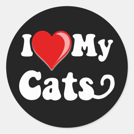 Ik hou van mijn katten ronde sticker (Voorkant)