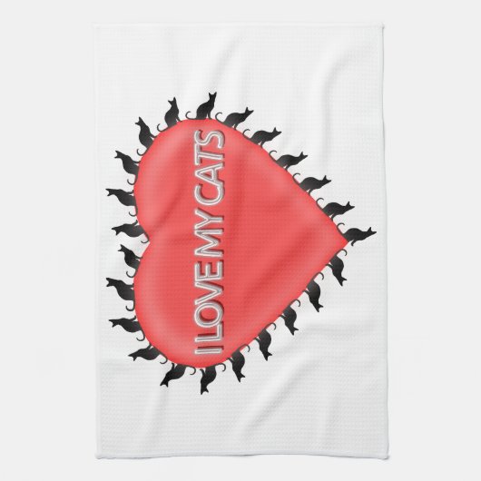 Ik hou van mijn katten theedoek (Verticaal)