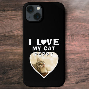 Ik hou van mijn kattenhartkat Naam Foto Zwart Case-Mate iPhone Case