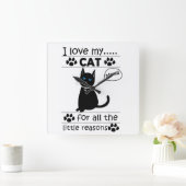 Ik hou van mijn kattenkat-Kat Vierkante Klok (Huis)