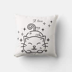 Ik hou van mijn kattenkussen - minimalistische re kussen