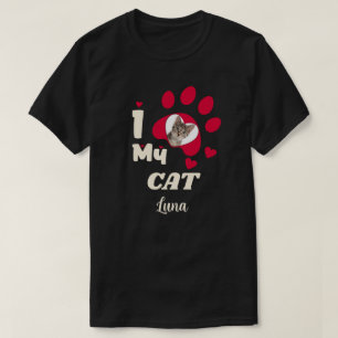 Ik hou van mijn kattenpoot gepersonaliseerde foto  t-shirt