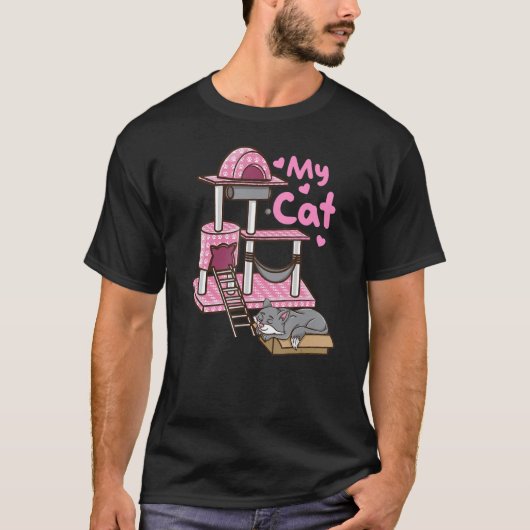 Ik hou van mijn kattenpoten Kat Condos Tower T-shirt (Voorkant)