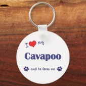 Ik hou van mijn kavapoo (mannelijk hond) sleutelhanger (Voorkant)