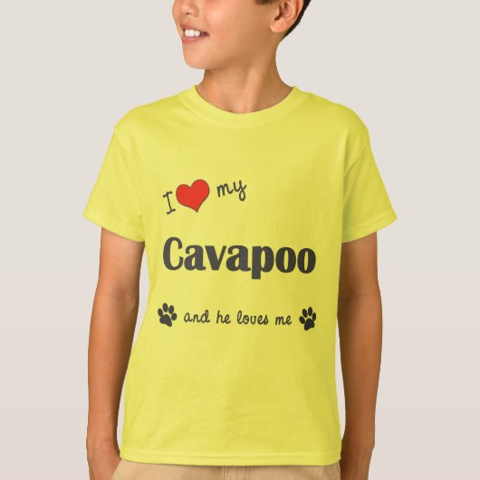 Ik hou van mijn kavapoo (mannelijk hond) t-shirt (Voorkant)