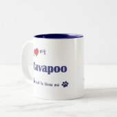 Ik hou van mijn kavapoo (mannelijk hond) tweekleurige koffiemok (Voorkant links)