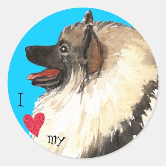 Ik hou van mijn Keeshond Ronde Sticker (Voorkant)
