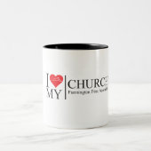 Ik hou van mijn kerk tweekleurige koffiemok (Center)