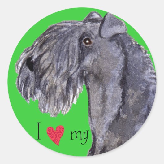 Ik hou van mijn Kerry Blue Terrier Ronde Sticker (Voorkant)