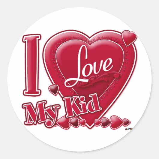 Ik hou van mijn Kind rood - hart Ronde Sticker (Voorkant)