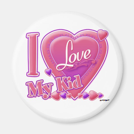 Ik hou van mijn Kind roze/paars - hart Magneet (Voorkant)