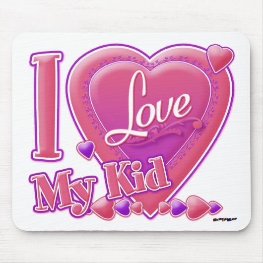 Ik hou van mijn Kind roze/paars - hart Muismat (Voorkant)