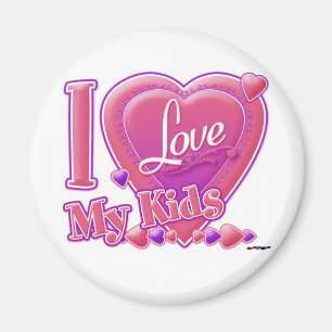 Ik hou van mijn Kinder roze/paars - hart Magneet