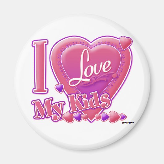 Ik hou van mijn Kinder roze/paars - hart Magneet (Voorkant)