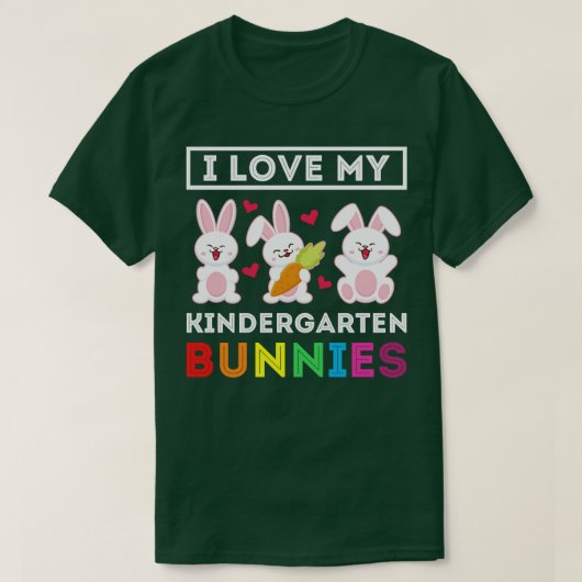 Ik hou van mijn Kindergarten Bunnies Teacher Easte T-shirt (Design voorkant)