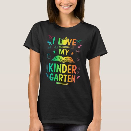 Ik hou van mijn kindertuin terug naar school lerar t-shirt (Voorkant)