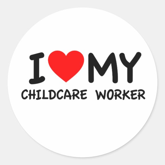 Ik hou van mijn kinderverzorger ronde sticker (Voorkant)