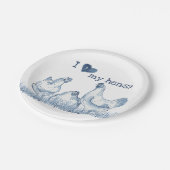 Ik hou van mijn kippen Blauwe Kippen Schilderend R Papieren Bordje (Gekanteld)