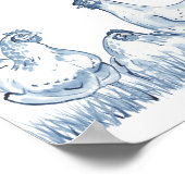 Ik hou van mijn kippen Blauwe Kippen Schilderend R Poster (Hoek)