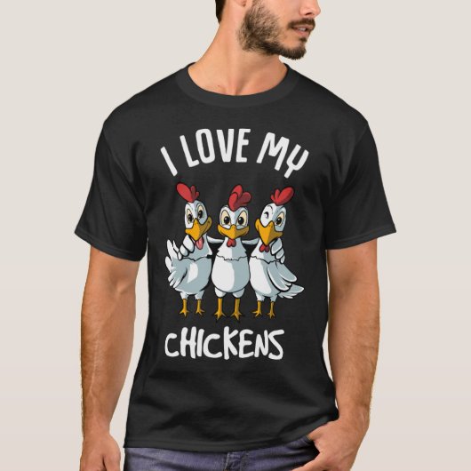 Ik hou van mijn kippen boer t-shirt (Voorkant)