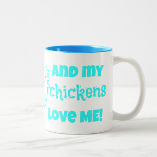 "Ik hou van mijn kippen - en mijn kippen houden va Tweekleurige Koffiemok