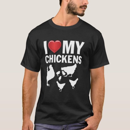 Ik hou van mijn kippen - Kip T-shirt (Voorkant)