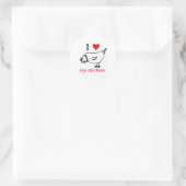 Ik hou van mijn kippen ronde sticker (Tas)